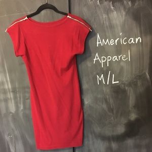 American Apparel Zip-Shoulder Cotton Mini Dress